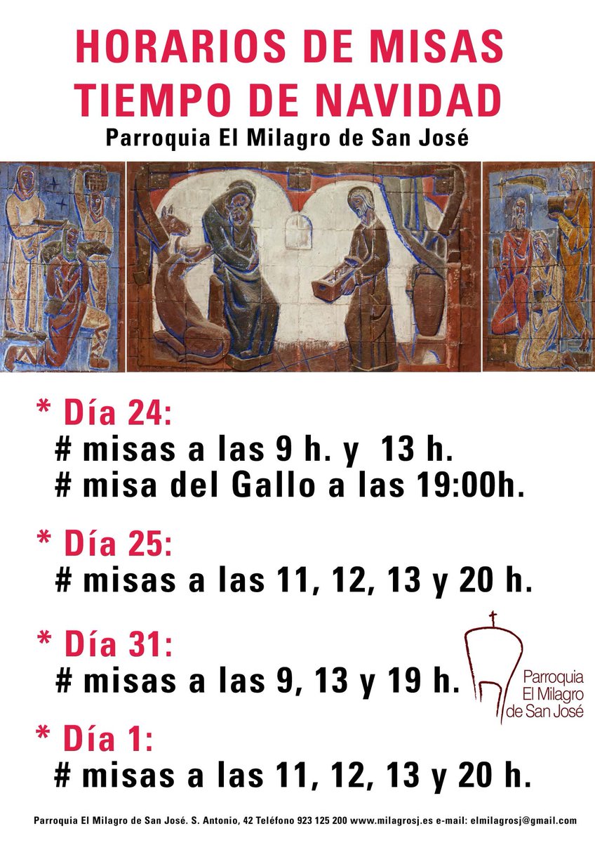 Aquí tienes los horarios de las eucaristías de Tiempo de Navidad
