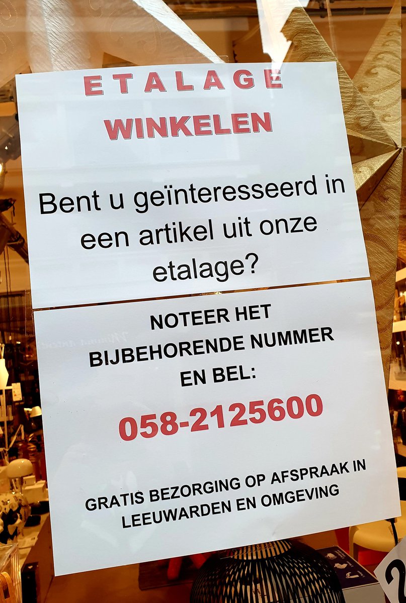 ETALAGE WINKELEN BIJ ERIC STEENBERGEN!
Loop eens langs onze winkel en bekijk de etalage. Onze top 5 staat erin, samen met vele andere artikelen!!
Bel het nummer door van jou favoriete artikel dat je wilt aanschaffen en wij regelen de rest!
bel 058-2125600
ericsteenbergen.nl