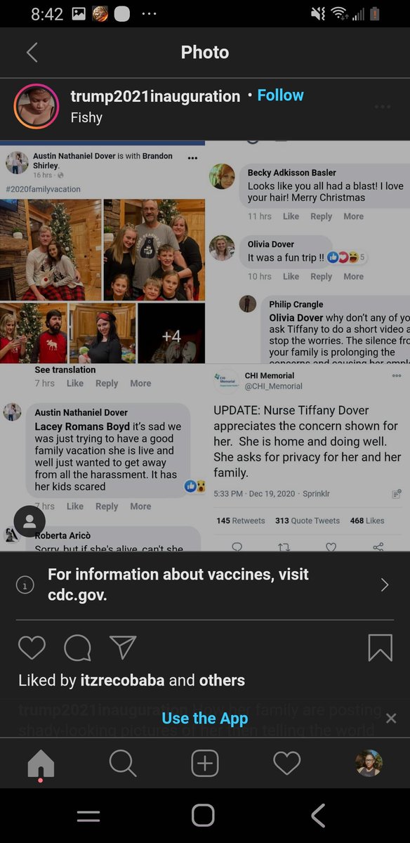 James Dover, the father-in-law claimes via comments on a Facebook post that Tiffany's job, the hospital, "said for her not to respond that their lawyers will take care of this nonsense."