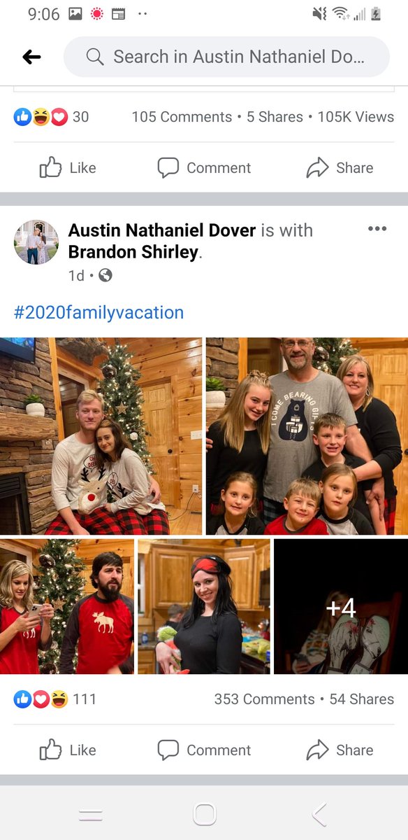 Austin Dover, right before reposting CHI Memorial's video, posted pictures of the family on a Christmas family vacation, captioned " #2020familyvacation".But none of the family has posted these pics. The pictures are questionable too but idk.