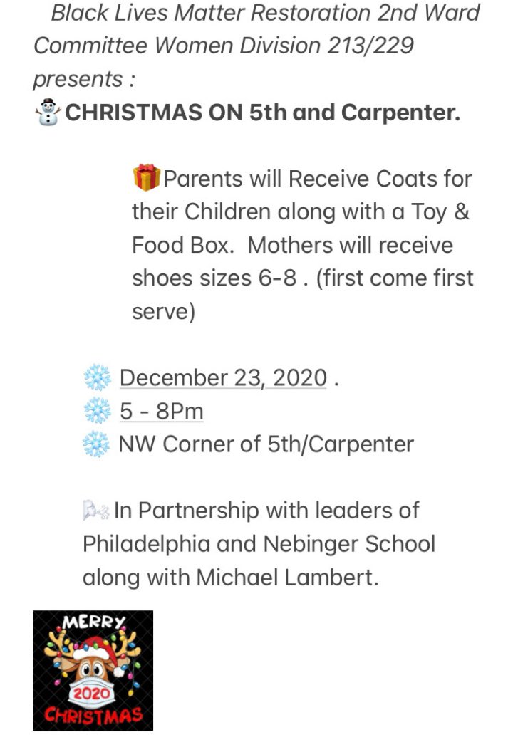 MichaelCLamb1's tweet photo. I am so excited for to be able to help give back this year when so many families are experiencing even harder hardships than usual due to the pandemic. Please spread this &amp; I hope to see everyone tomorrow🎄🤍 https://t.co/d2rDekdwhG