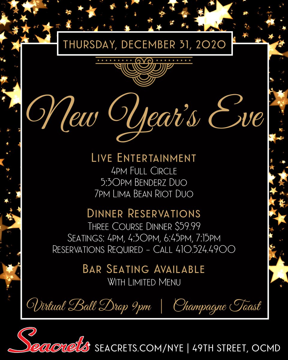 Dinner reservations available! For more info seacrets.com/nye