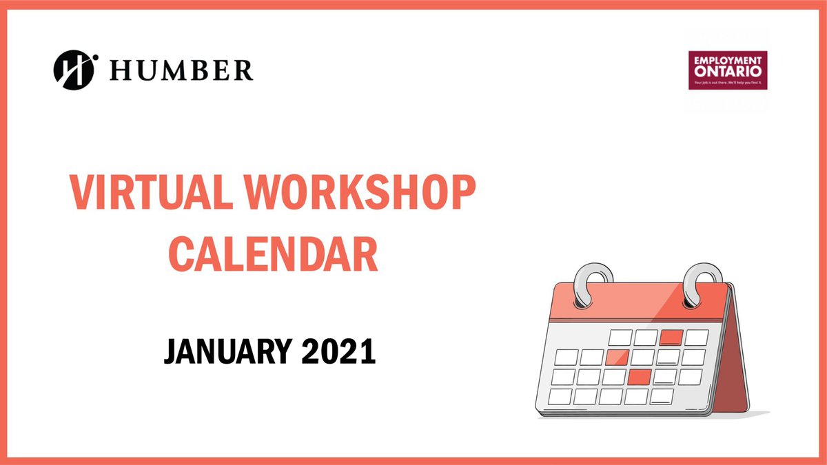 HumberCOWD's tweet photo. Looking for some helpful workshops to boost your job search in the new year? @HumberCES has got you covered! Check out the virtual workshop calendar for January 2021!

https://t.co/7pwWde3i4t https://t.co/BWsuootazf