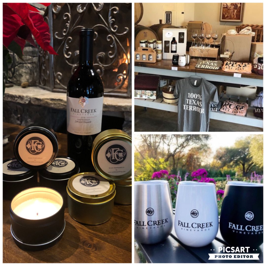 FallCreekWines's tweet photo. Psssst, stop by for wine for you and find some one-stop shopping to finish your list at either Fall Creek location!
#fcv45 #winegifts #texaschristmas #texaswinecountry #texaswinery #txwine https://t.co/Un0VpDM5b8