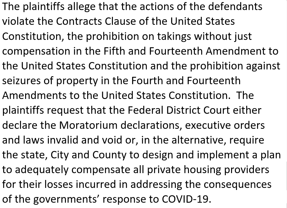 In a move that had been pretty well telegraphed, landlords have filed suit against the state in federal court over a newly passed bill that would award them 80% back rent if they forgive the other 20%.  #orpol  #orleg