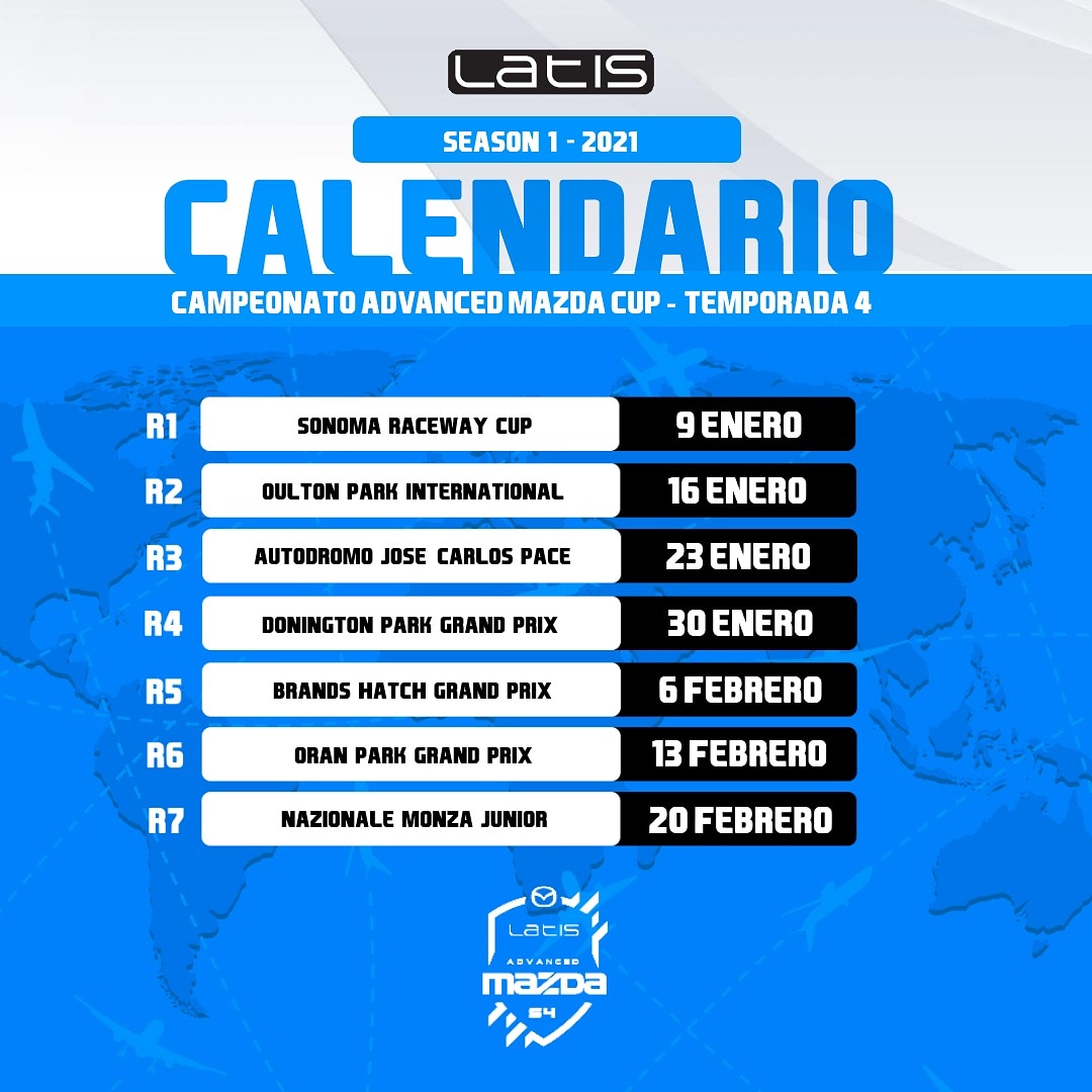 🗓 CALENDARIO 🗓
#LATISMX5CUP 

Ya tenemos calendario oficial para el campeonato de MAZDA! 

¡Inscribete ya! 🔝

#latis #mazda #iracing #motorsport #simu #simulation #simracing #sim