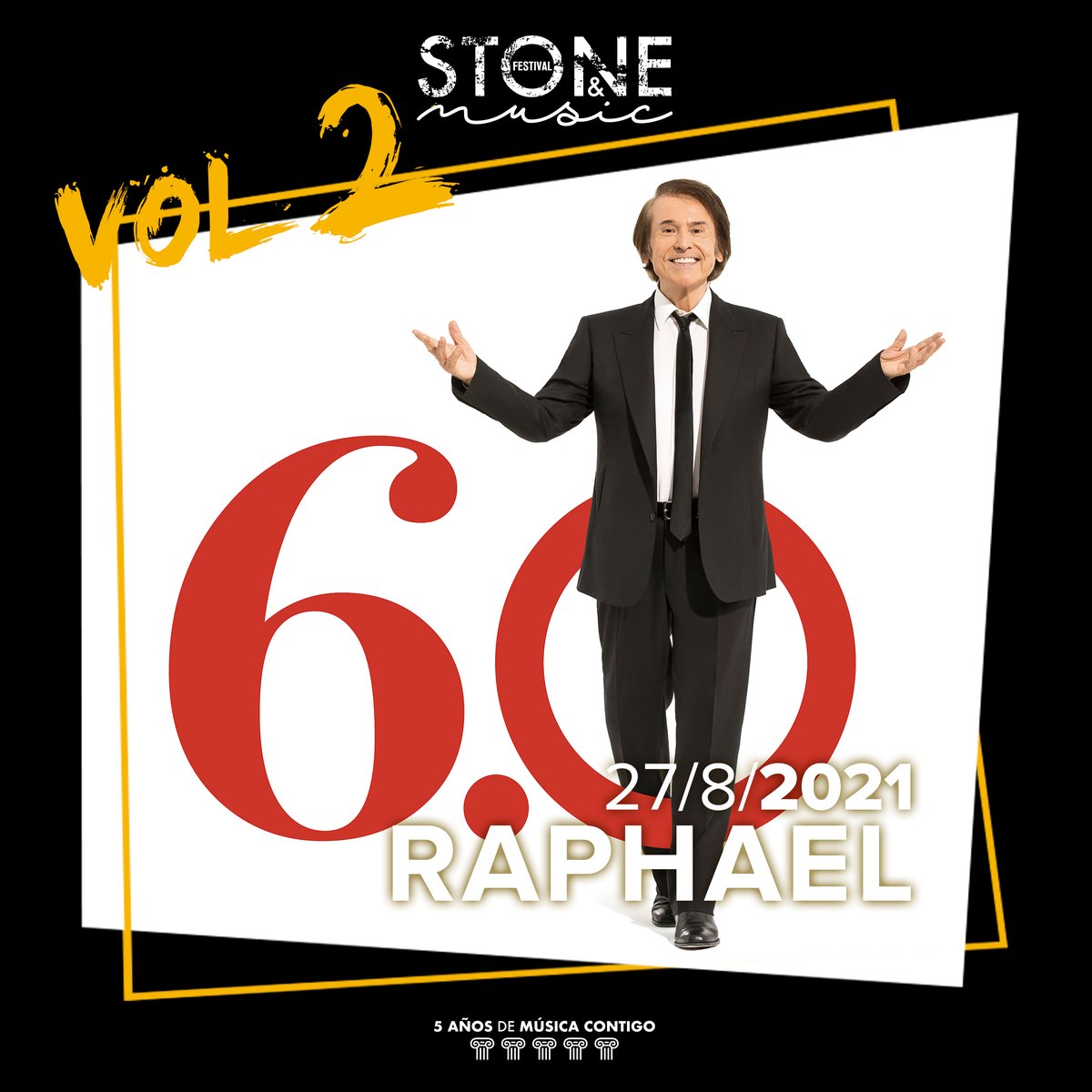 Uno de nuestros artistas más internacionales como es <a href="/raphael/">Raphael</a> con su ‘Raphael 6.0’ estará en la edición 2021 de #StoneAndMusicFestival el próximo 27 de agosto.

El cantante jienense, que estuvo por última vez en #Mérida en 2019, volverá a pisar la arena del Teatro Romano...(1)