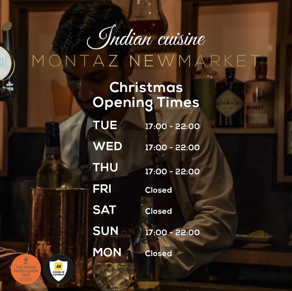 There is no better way to celebrate #Christmas2020 than with a Montaz?🍴

#MontazNewmarket #Christmas #TisTheSeason #BookNow #OpeningTimes