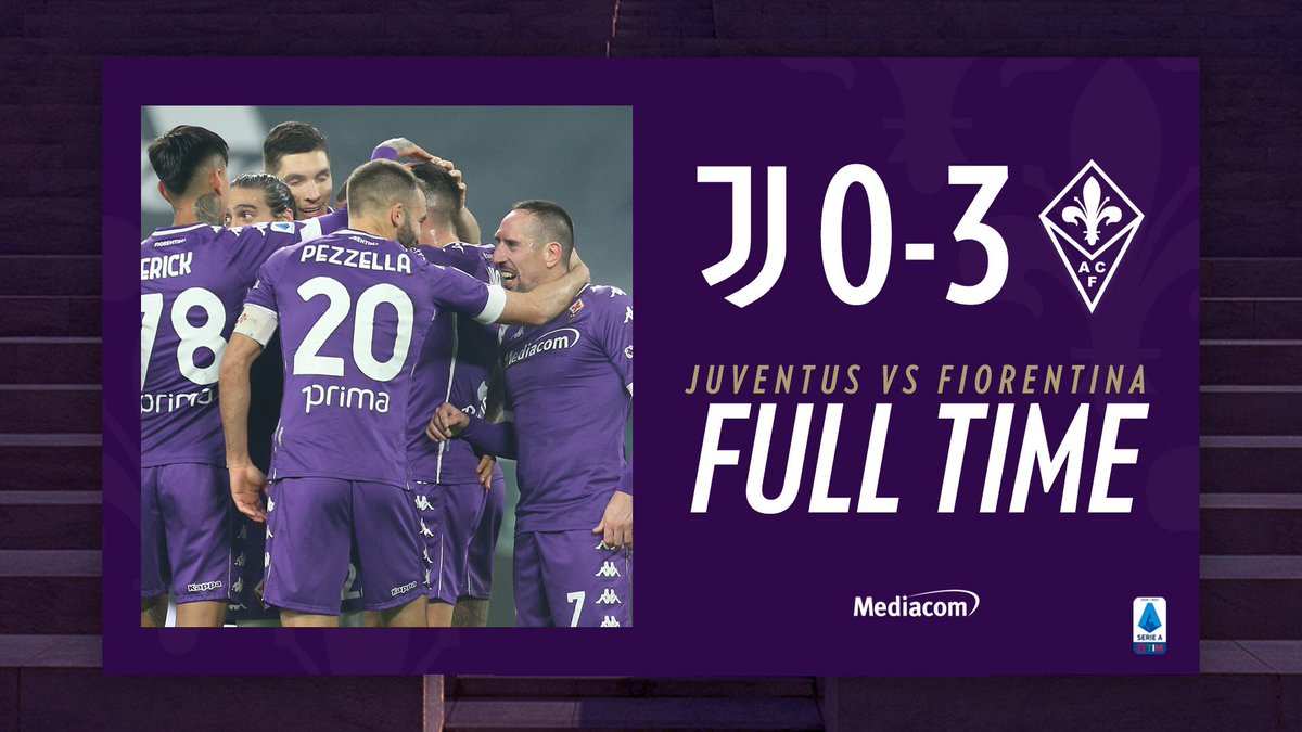 acffiorentina's tweet photo. ⏱| 90’ La Fiorentina si impone 0-3 sui bianconeri allo Juventus Stadium 💪🏻⚜️
Juventus 🆚 Fiorentina 0️⃣-3️⃣
#ForzaViola 💜#Fiorentina
#JuveFiorentina #JUVvFIO https://t.co/nAFYhiu0E9