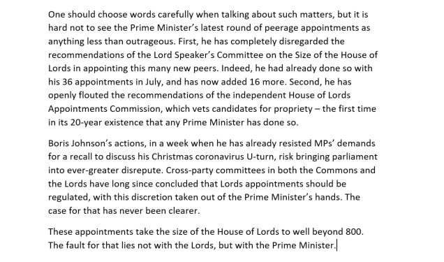 Prof Meg Russell, Director of the  @ConUnit_UCL (and former adviser to the Lords Appointment Commission) gives her (blistering) reaction to the latest raft of appointments to the upper house.