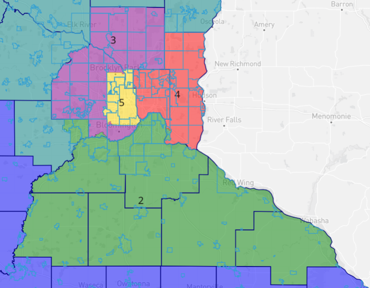 Haltclere's tweet photo. @dbrauer I think this is close to the map we'll get and would likely result in a 4-3 DFL (assuming Philips and Craig hold on) https://t.co/dm7PWNyH8k