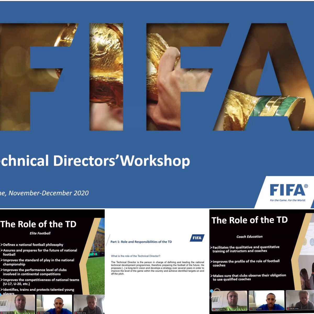 ChampionFootbal's tweet photo. Really pleased to complete the @FIFAcom new #TechnicalDirectors workshops this week. Very worthwhile and insightful with great content from some top practitioners. Thanks to Lenny, Etienne @WaughAndre @Jameshouchen #TD #CPD #learning https://t.co/ingWgKBwM4