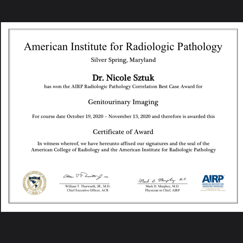 Congratulations, Dr. Sztuk! - <a href="/AIRP_Radiology/">AIRP</a> Best Case Award.  

#UMNRadIsRAD
#radres