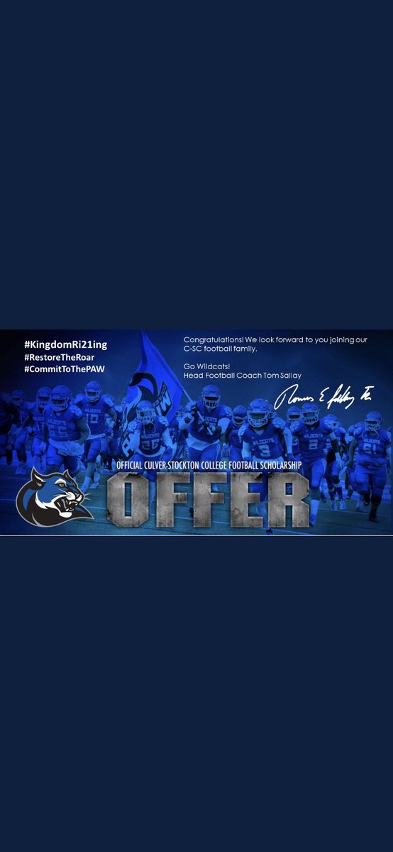 Blessed to receive an offer from Culver-Stockton College! #kingdomri21ing @AdamSiwicki