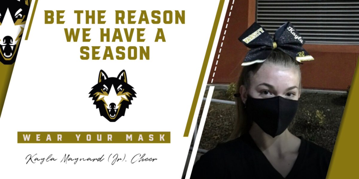 ACHSWolves's tweet photo. Kayla Maynard - Cheer.  Be the Reason! 
Wear your mask, social distance, &amp; wash your hands!  #MaskUpWolves https://t.co/MJAchMSf2T