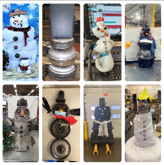 What's better than a little fun at work? Here's a sampling of some Snowmen submitted in our contest we had last Friday. These are made by different departments at our manufacturing facility and one retail location. Pretty creative! Tomorrow is an Ugly Sweater contest. Can't wait!
