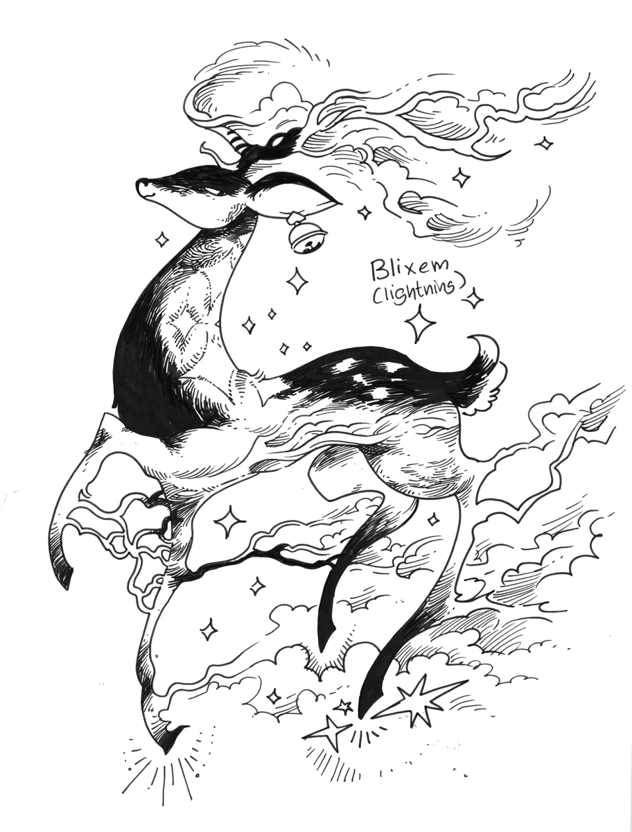I still love the reindeer I drew last year.... one day I'll get thru the whole sleigh crew. 