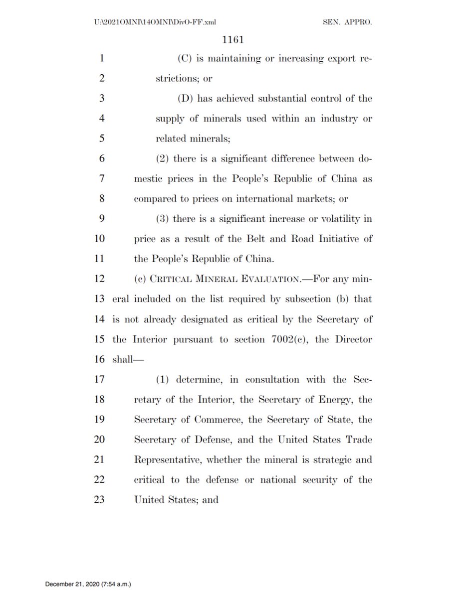 A committee is to report on Chinese minerals and mineral investments and any attempts to counter the “Energy Resource Governance Initiative” (lines 1-13, photo 1) and a mineral evaluation (line 12 photo 2)