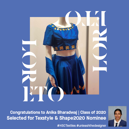 loretonh's tweet photo. These works by some of our talented HSC Textiles students were nominated for Shape 2020, with Anika Bharadwaj's bodice, skirt &amp; dupatta selected for inclusion in Texstyle! Well done to the whole Textiles cohort for your creativity &amp; dedication.
#unleashthedesigner #HSCTextiles https://t.co/QyrMEVBSTn