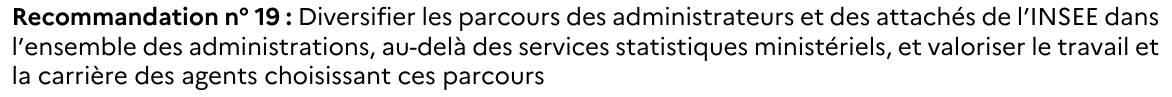 Excellente idée je trouve que de s'appuyer sur les compétences remarquables de la statistique publique pour essaimer dans les administrations. Même si bon, la révolution culturelle open data de l'INSEE reste à achever...