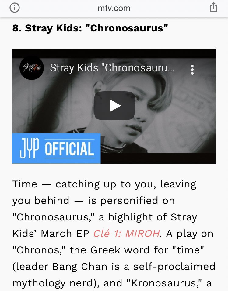 Chronosaurus was ranked #8 in 2019 on MTV’s Best K-pop B-Sides list