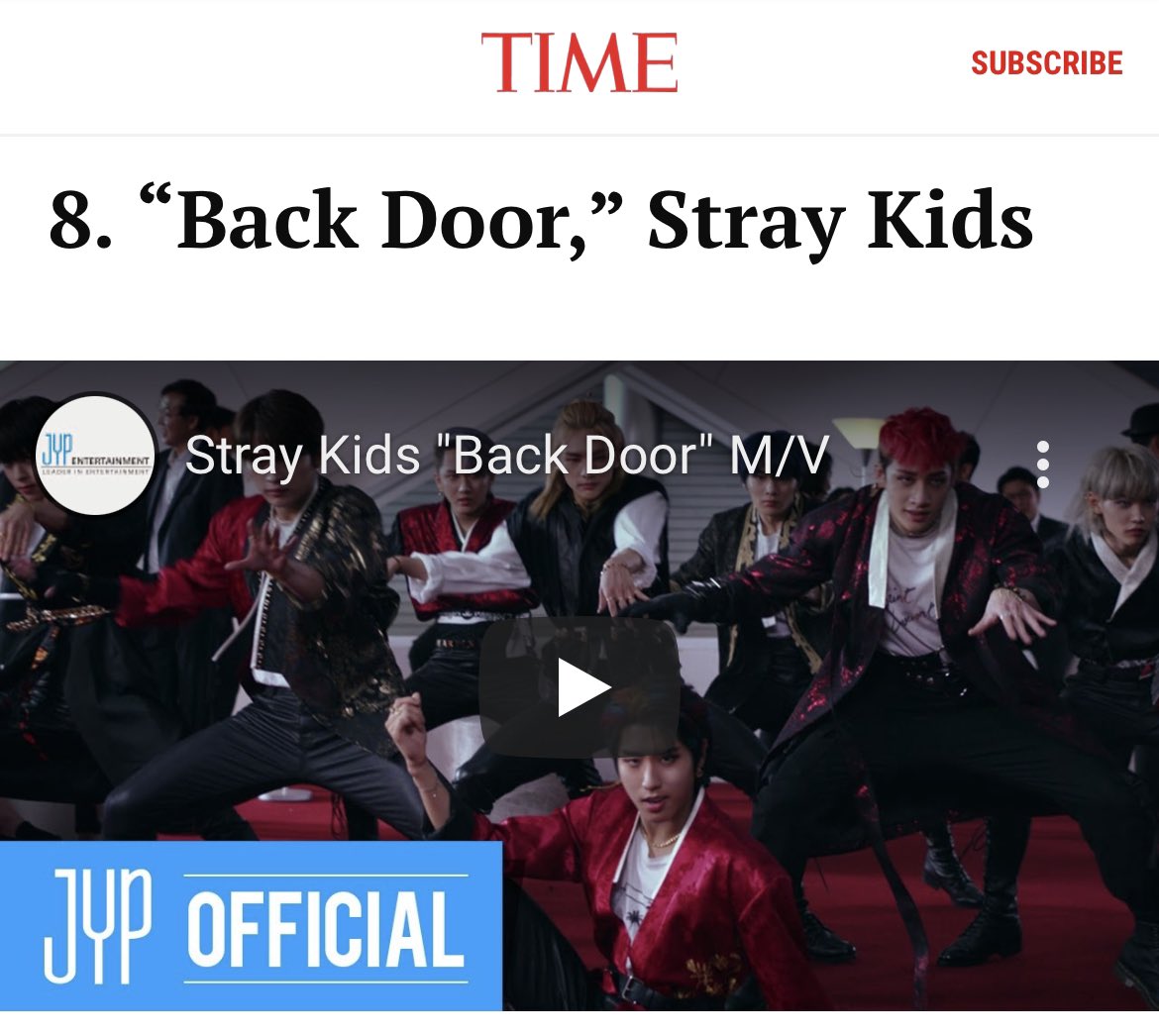 Back Door, #8 and the only K-pop song on Time’s 10 Best Songs of 2020
