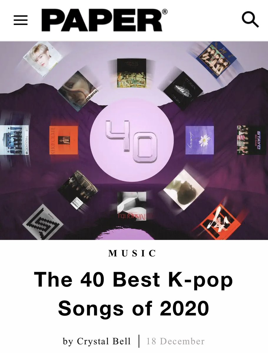 Back Door on Paper Magazine’s 40 Best K-pop Songs of 2020
