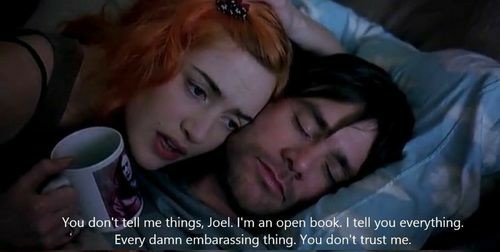 Okay so I love Eternal sunshine of a spotless mind and I'm gonna make a thread of a few dialogues/scenes I love from it. Pls watch the movie if you haven't, thanks!