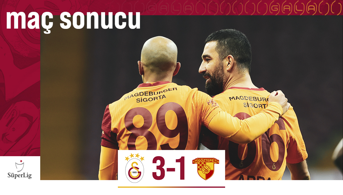 GalatasaraySK's tweet photo. 3 puanı 3 golle alıyoruz! 💪👏

Maç sonucu: Galatasaray 3-1 Göztepe 

⚽ 4' Emre Kılınç
⚽ 12' Arda Turan
⚽ 63' Feghouli

#GSvGÖZ https://t.co/rf82p8Jo49