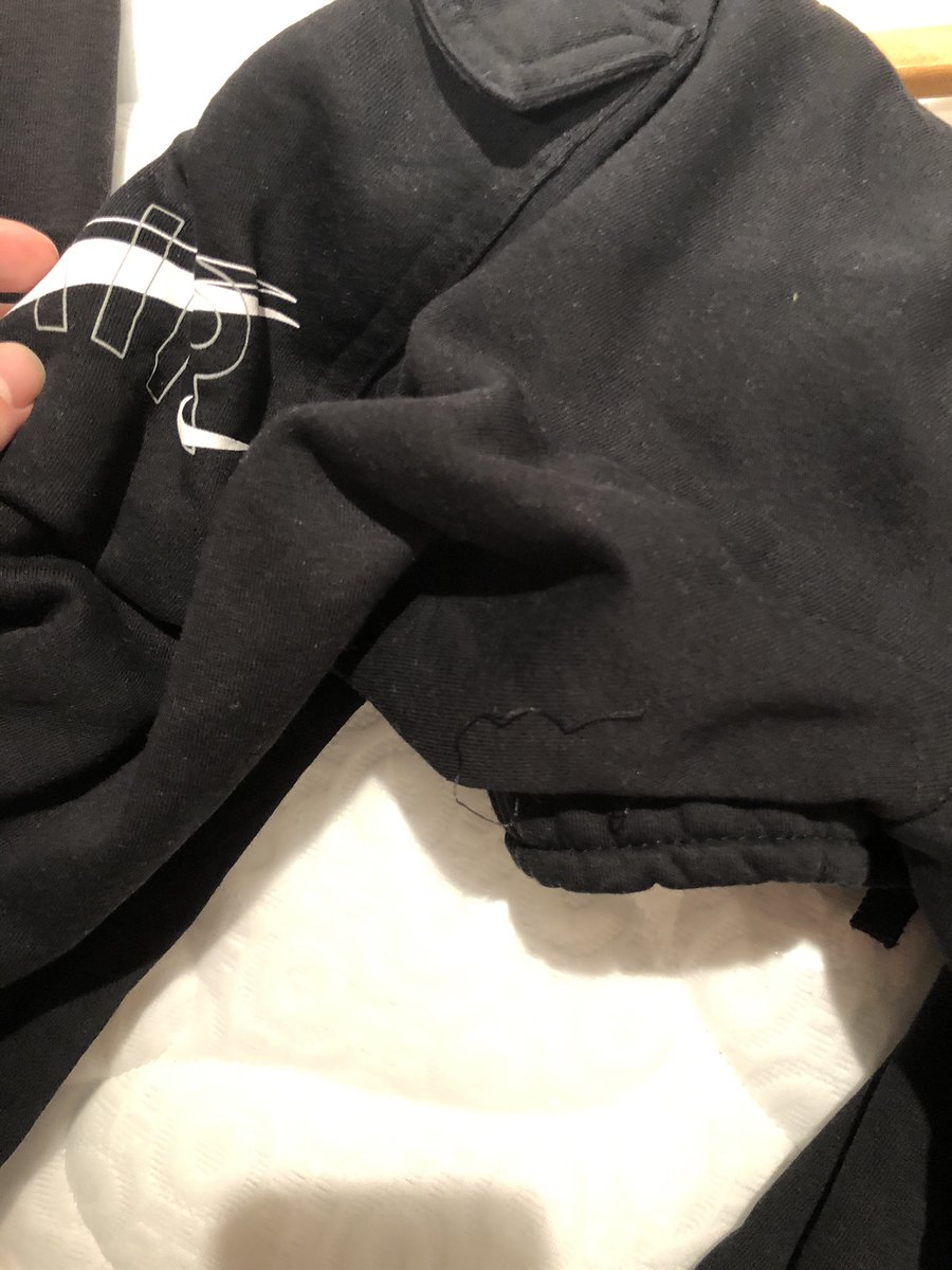 tombarb00's tweet photo. @JDSports bought this nike air tracksuit on Saturday in store before tier 4 started and have worn and washed once since. I did not rip them during wear so they must have ripped in the wash - seeing as I can’t go and return them what are my options? https://t.co/nmH5xjHHc3