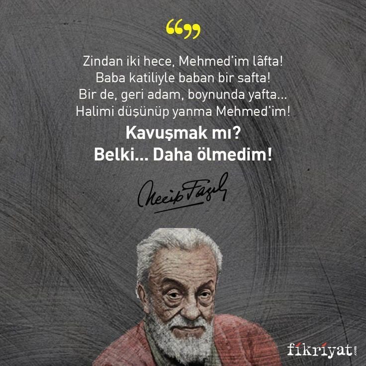 fikriyatcom's tweet photo. Zindan iki hece, Mehmed'im lâfta!
Baba katiliyle baban bir safta!
Bir de, geri adam, boynunda yafta...
Halimi düşünüp yanma Mehmed'im!
Kavuşmak mı? Belki... Daha ölmedim! #necipfazılkısakürek ✨ https://t.co/dgblY1gp9N