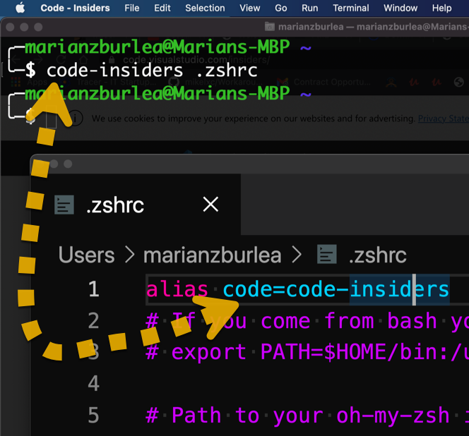 My favourite shortcut for #m1 mac, #vscode from code insiders to code.