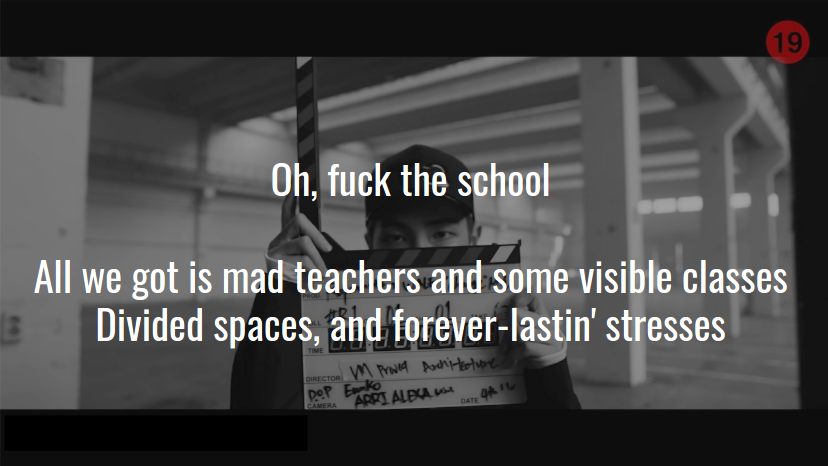 Namjoon comments on 2 social issues that heavily influenced BTS' journey so far: 1) their criticism of the strict Korean education system and rigid classism/hierarchy in Korean society in general, like in the School trilogy and songs like Silver Spoon ++(the alliteration is )