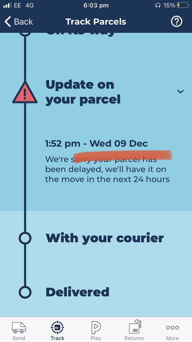 Come on @Hermesparcels 9th December you said it’d be on the way in 24 hours. I know, like COVID and everything, but I feel like you’re mugging me off?