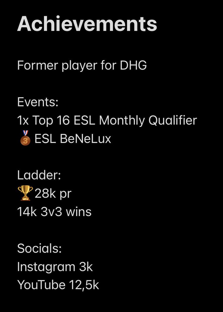 I’d like to announce myself as a solo F/A looking for a competitive Brawl Stars team to play with next season

-17 y/o
-Able to speak Dutch and English
-Lane player
~1 Year of competitive experience 

My DM’s are open, on Twitter aswell as Discord: Delano752#0752

❤️❤️