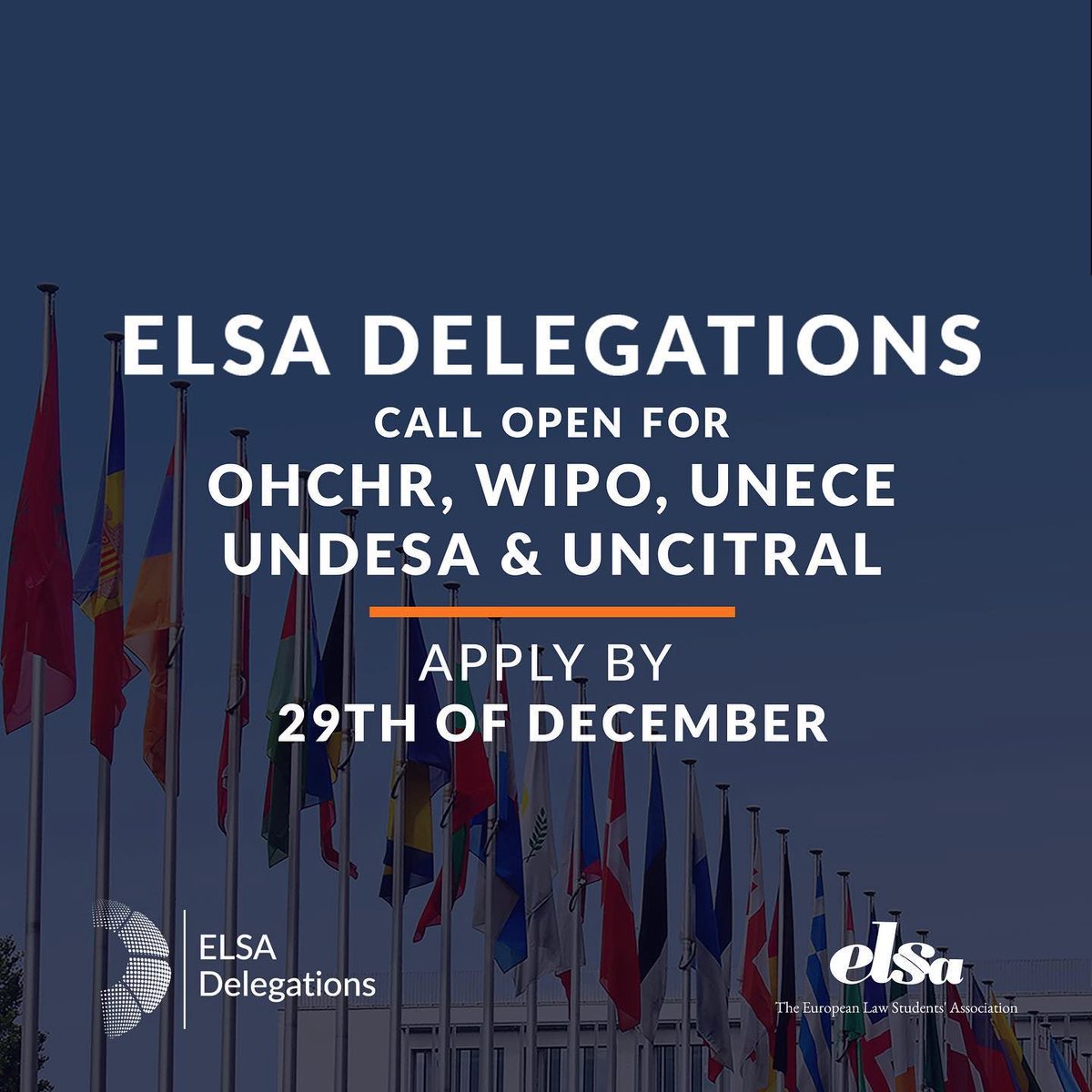 ELSABologna's tweet photo. Le #ELSADelegations offrono l’opportunità di partecipare a speciali sessioni di lavoro osservando il decision-making process di Organizzazioni Internazionali o Istituzioni con cui ELSA collabora. 

Candidati entro il 29 dicembre sul sito https://t.co/n4HEW9Clrr https://t.co/TCVezOVd02