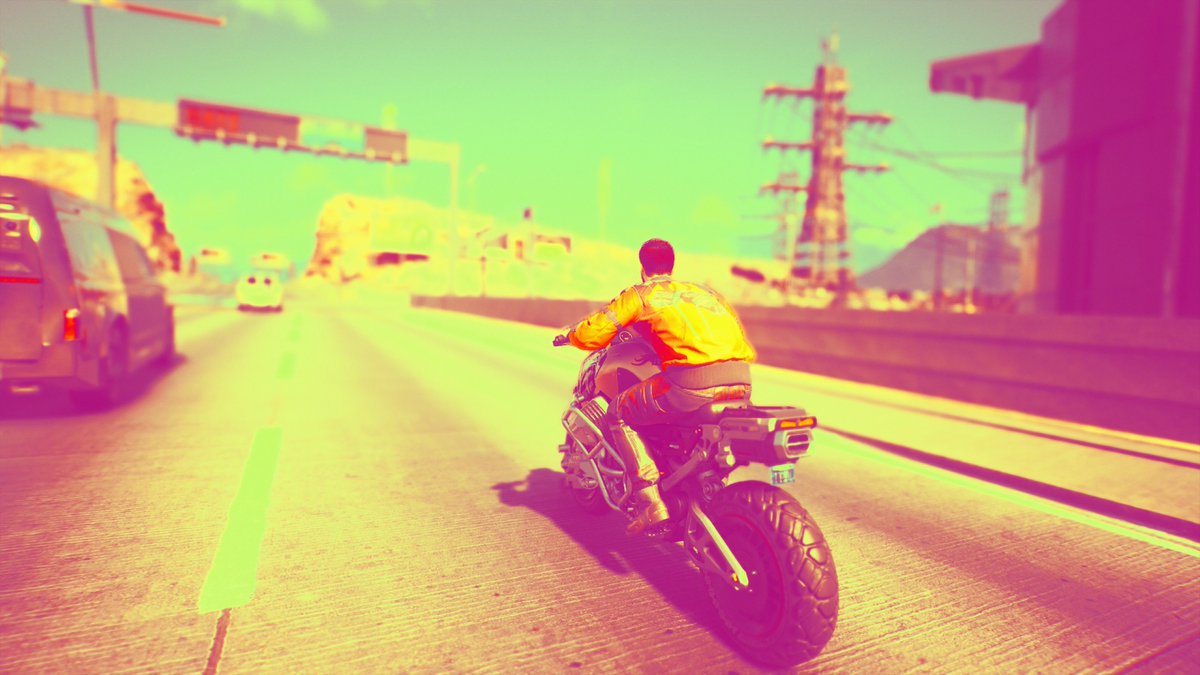 QuechoMaster's tweet image. #PS5Share, #Cyberpunk2077 Una pasada andar en moto en este juego