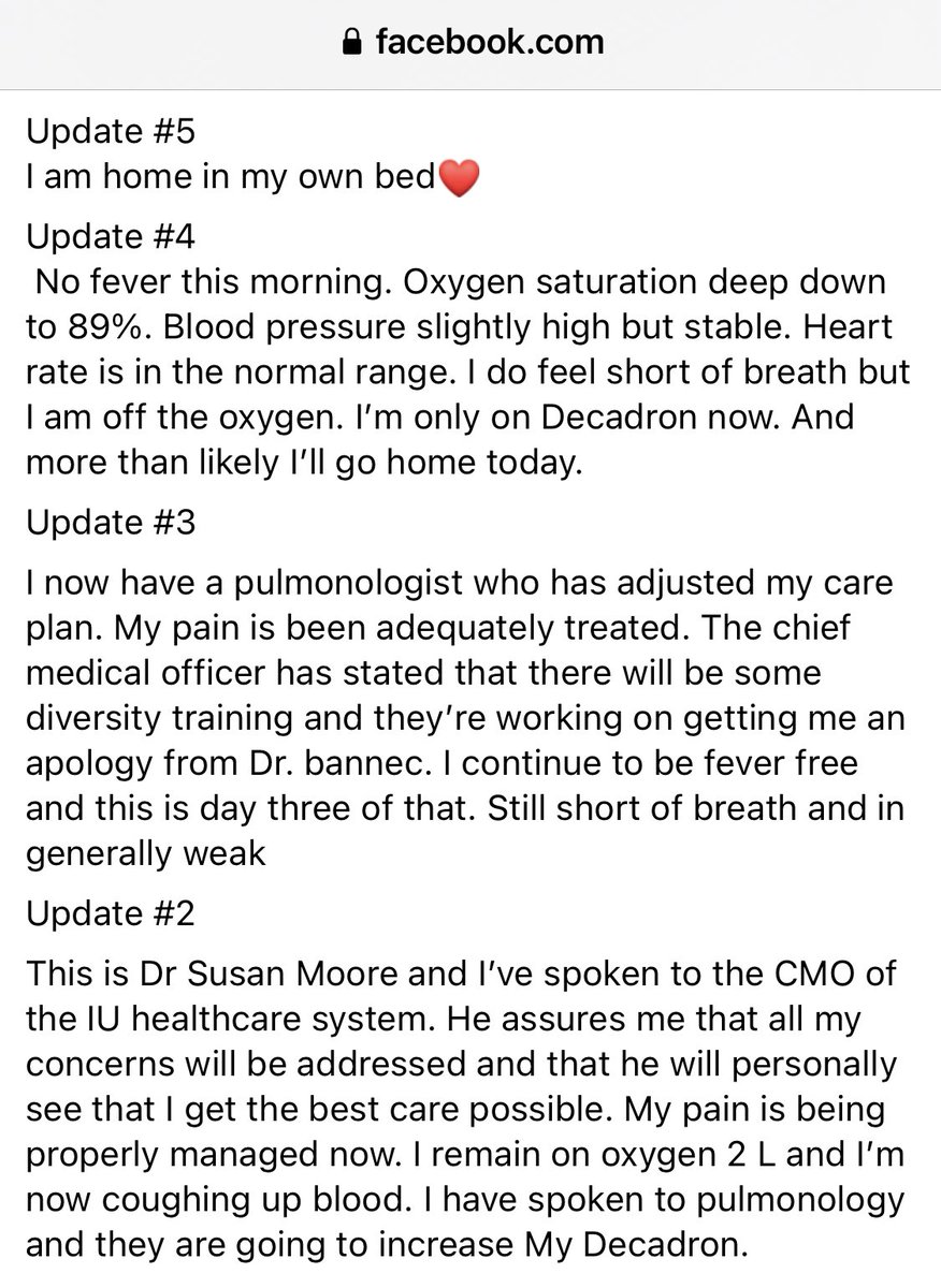 leahmcelrath's tweet photo. This is Dr. Susan Moore.

She posted a FB video reporting denial of adequate treatment for COVID-19 and pain management by white medical staff at @IU_Health and pleading for help.

She was discharged.

After readmission to a different hospital, she died.

https://t.co/PnZOwG3bA5 https://t.co/C66WQPNJtP