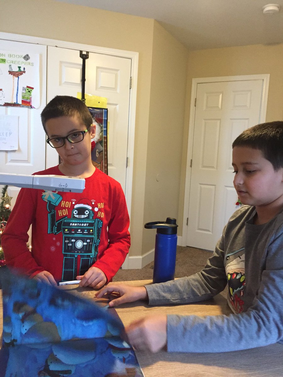 hunter2ndnpe's tweet image. My assistants. Liam read to my class and Mason showed how to draw a snowman. I had to laugh when they said “give us a thumbs up if you’re ready to go on.” #teacherskids