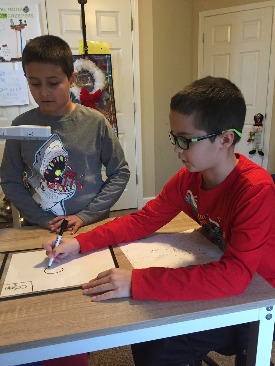 hunter2ndnpe's tweet image. My assistants. Liam read to my class and Mason showed how to draw a snowman. I had to laugh when they said “give us a thumbs up if you’re ready to go on.” #teacherskids