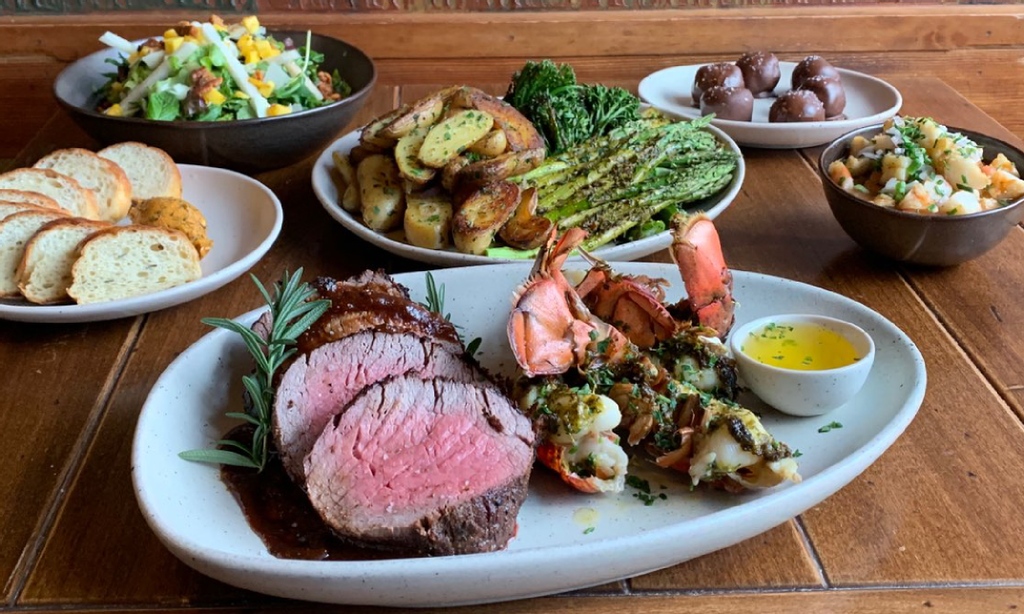 NYE PICKUP PACKS - Designed for pickup on the 30th and reheated on New Year's Eve.  Choose from Surf and Turf (Lobster and Filet Mignon) shown here, or the Lomo Filet Mignon Dinner.  asadotacoma.com