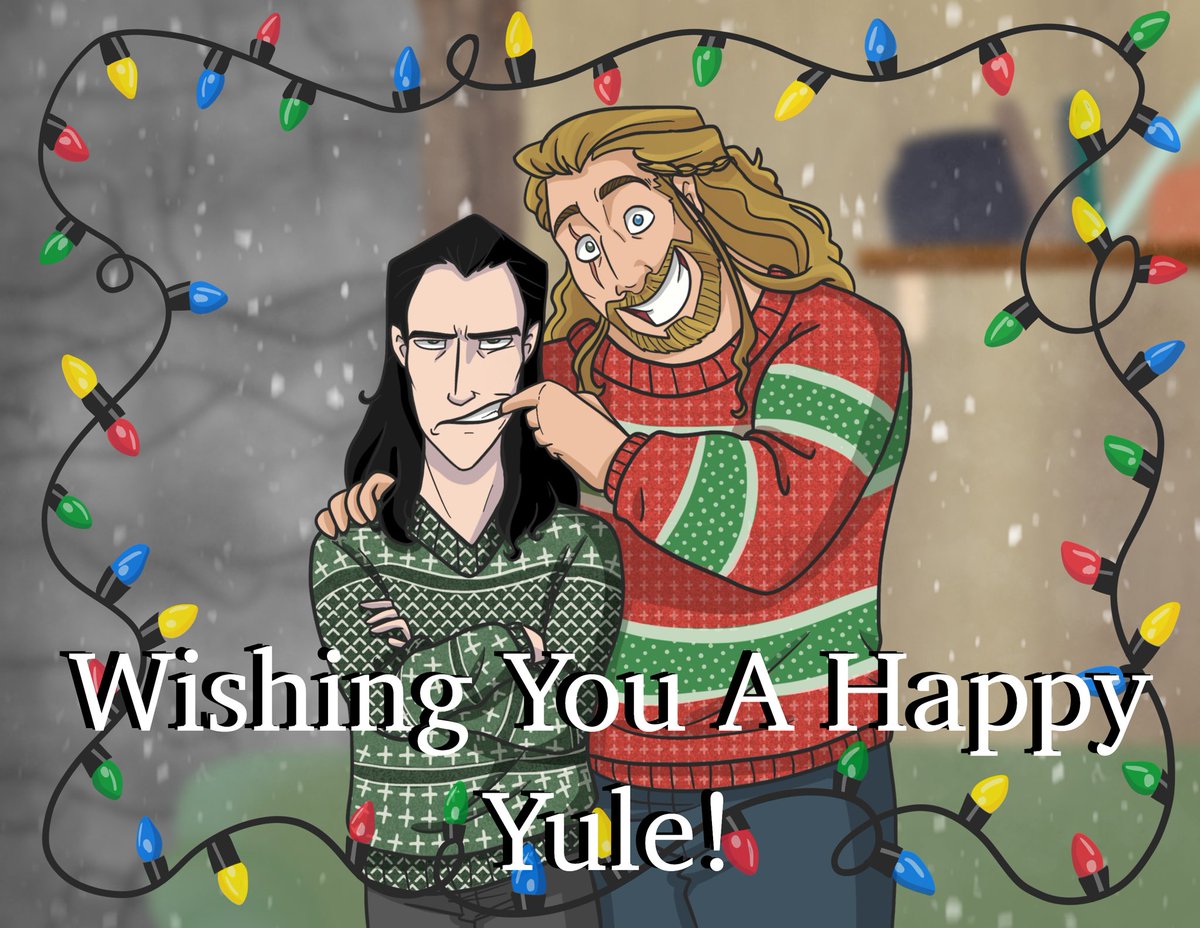 GeekLikeAGirl's tweet photo. Wishing you a blessed Yule from our Family to you! 🎄🪵☃️ #yule #christmas #thor #loki #marvel #newasgard #avengers #postendgame #lokiseries #holidayseason #brotherlylove https://t.co/3rQ5XFSulr