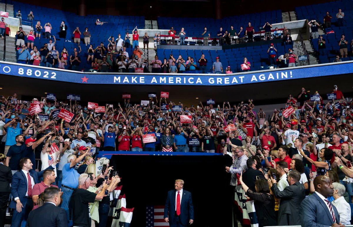 - June 20 -President Trump arrives at a campaign rally in Tulsa, Oklahoma. It was his first rally since the start of the pandemic, and the indoor venue generated concerns about the potential spread of the virus.  https://cnn.it/3lXJBdf 