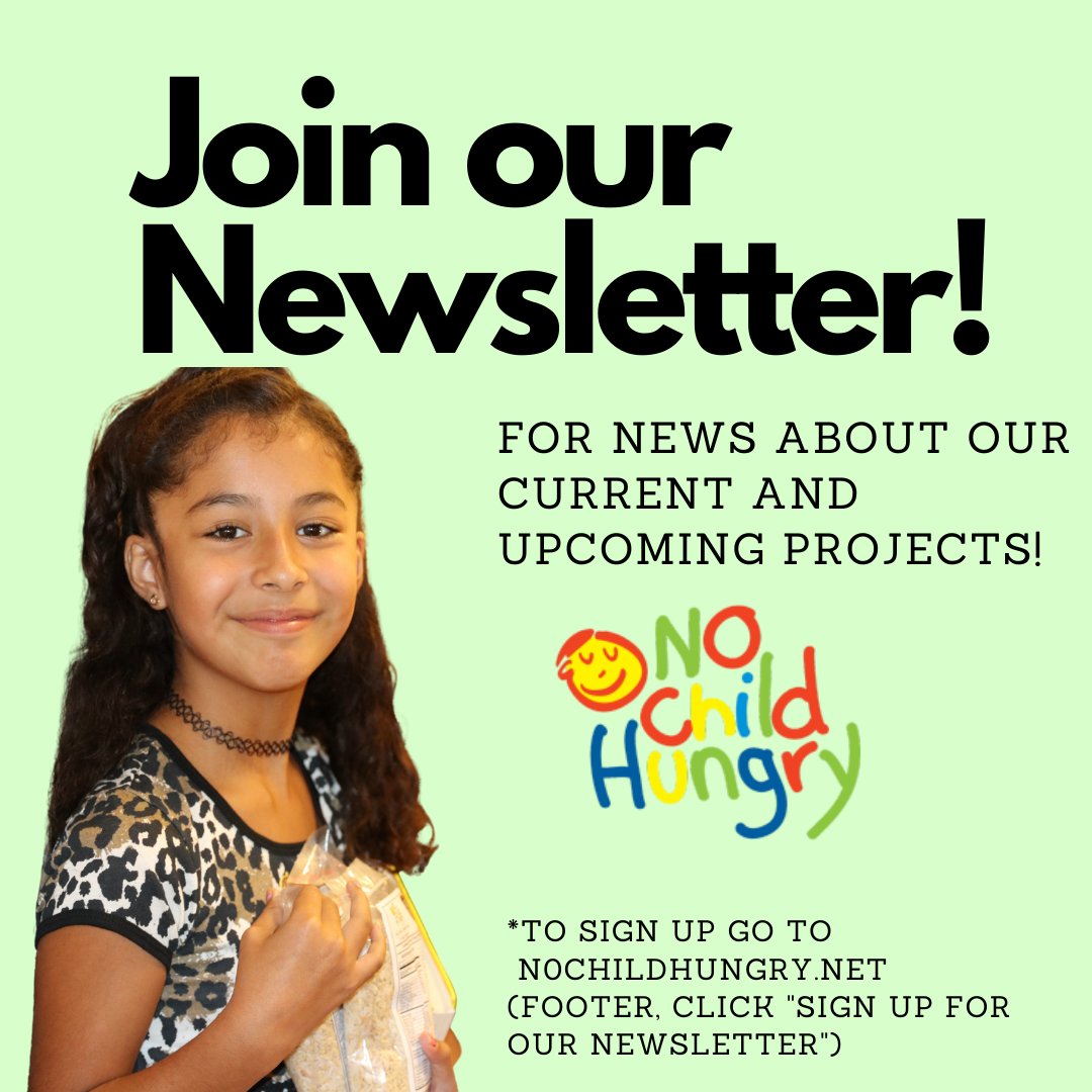 nochildhungry_'s tweet photo. Sign up for our mailing list to keep up with latest news from No Child Hungry!

https://t.co/jMvNWjtbcu
#NoChildHungry #NCH #ZeroHunger #Volunteer #ChildHunger #CorporateSocialResponsibility #EndWorldHunger #FightingHunger #BeTheChange #WorldHunger #PeopleHelpingPeople https://t.co/y0DoqG2d2q
