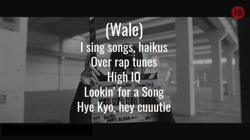 Here Wale references Namjoon's 148 IQ, and also uses wordplay for the word "song", both as the musical kind and as a common last name in Korea, particularly here the last name of famous actress Song Hye Kyo, which he's rhymed with 'haiku', 'high IQ' and 'hey cutie', clever! ++