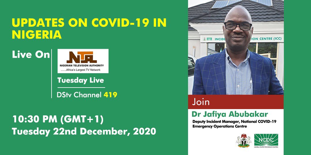 Given recent increase in #COVID19 cases, what is <a href="/NigeriaGov/">Government of Nigeria</a> doing to limit spread? 

Join <a href="/abu_jaf/">Abubakar Aliyu Jafiya</a>, of the National COVID-19 EOC tonight on #TuesdayLive for the latest on Nigeria’s response to the pandemic

Tune to <a href="/NTANewsNow/">NTANetwork</a> to watch 

🕦 10:30pm 

#CelebrateResponsibly