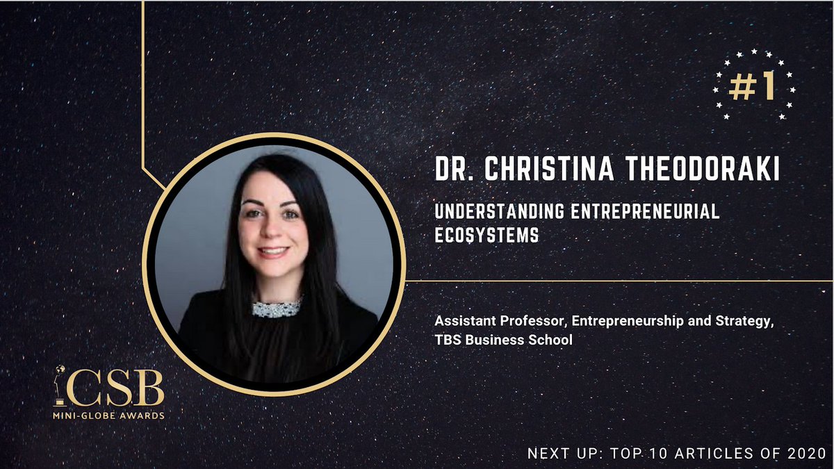 ICSB's tweet photo. Top 10 Webinars of 2020: #1 Dr. Christina Theodoraki "Understanding Entrepreneurial Ecosystems"  @C_Theodoraki  #ICSBresiliencyawards #ICSB https://t.co/2oLuvIhTDr
