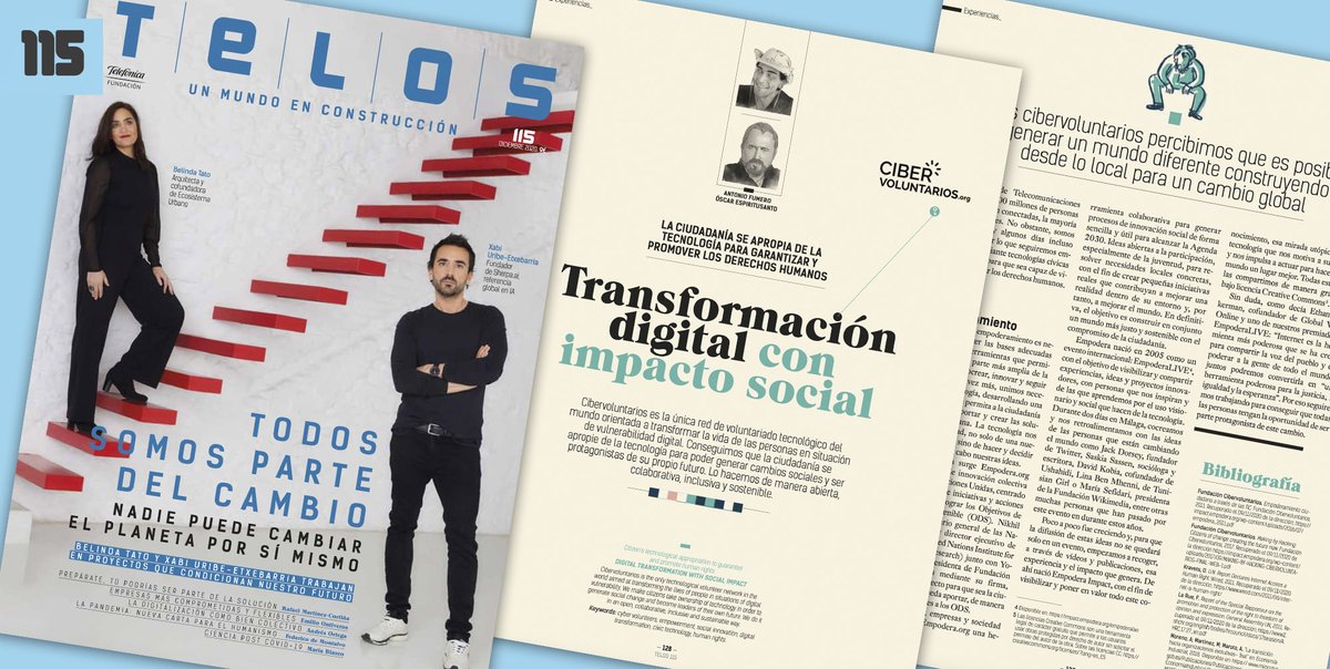 ciberyolanda's tweet photo. Feliz por artículo sobre #Cibervoluntarios en #Telos115 by @espiritusanto y @amfumero :) Gracias a @prensa14 por la oportunidad. Descarga grautita. Artículo completo en la página 127 :)👇📲 https://t.co/iJd7uO2ddc
#TransformaciónDigital #ImpactoSocial #Agenda2030 #MakingbyHacking https://t.co/vqsv8Ge6a1