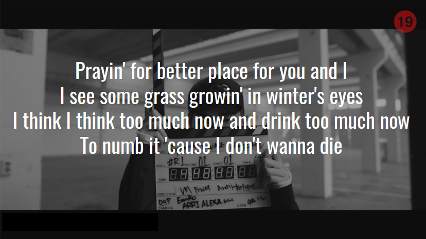 The last verse, jointly by RM and Wale, is stark, bleak, and is just raw honesty to the listener. The world is cold but there is hope, they keep praying. "grass growing in winter's eyes" reminds me of Spring Day, good things will come if we're willing to go to them. ++