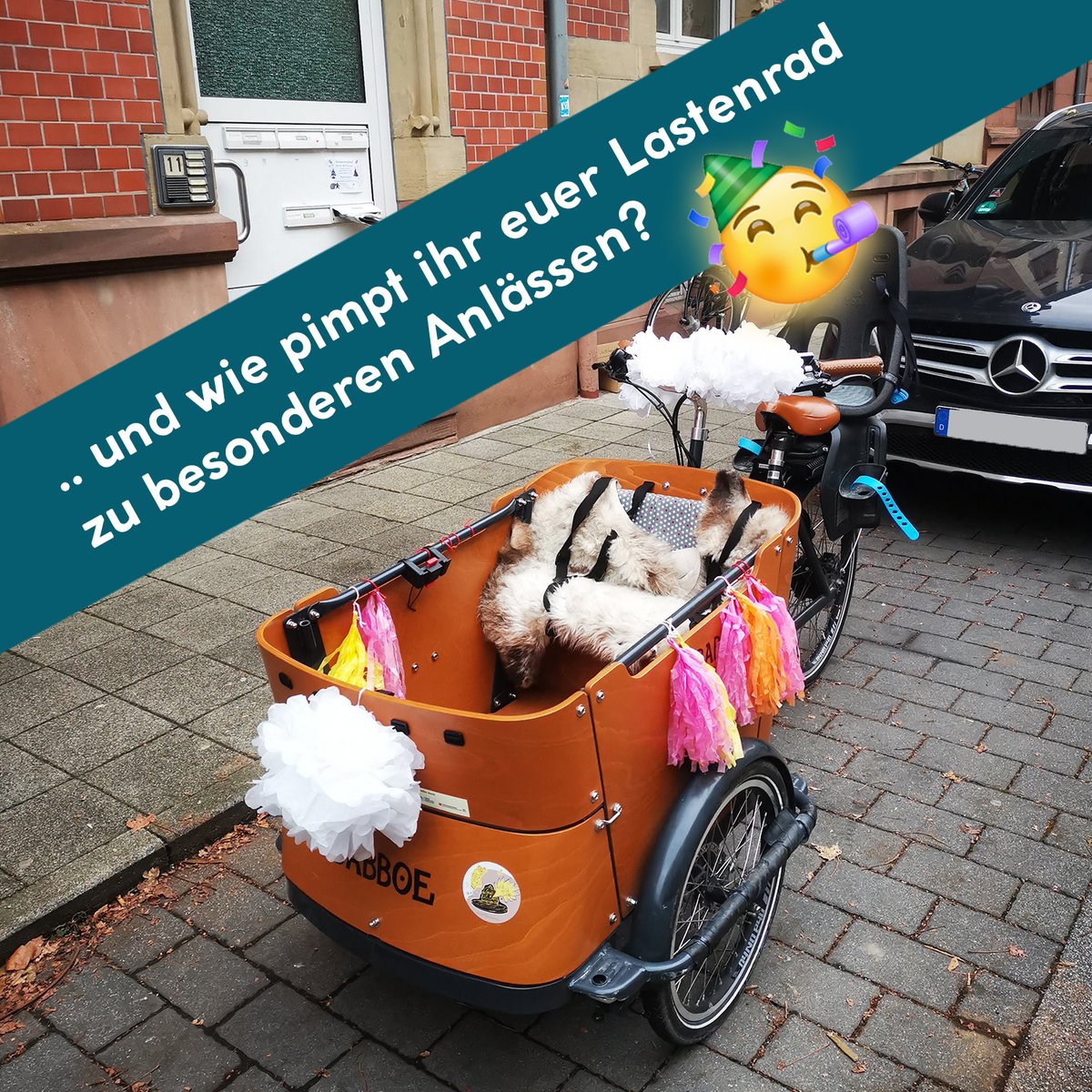.. und wie pimpt ihr euer #Lastenrad zu besonderen Anlässen? 🥳

#cargobike #styling